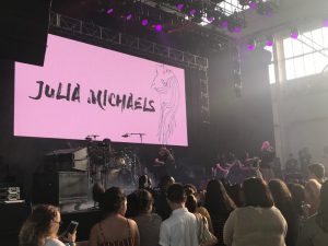 Audience watching Julia Michaels perform on amazon prime day at Duggal Greenhouse