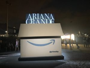 Ariana Grande and Amazon Box on Amazon Prime Day